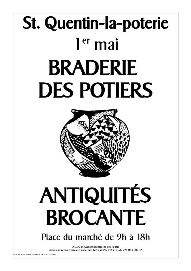 Association Braderie des Potiers à Saint-Quentin-la-Poterie, Gard (30)