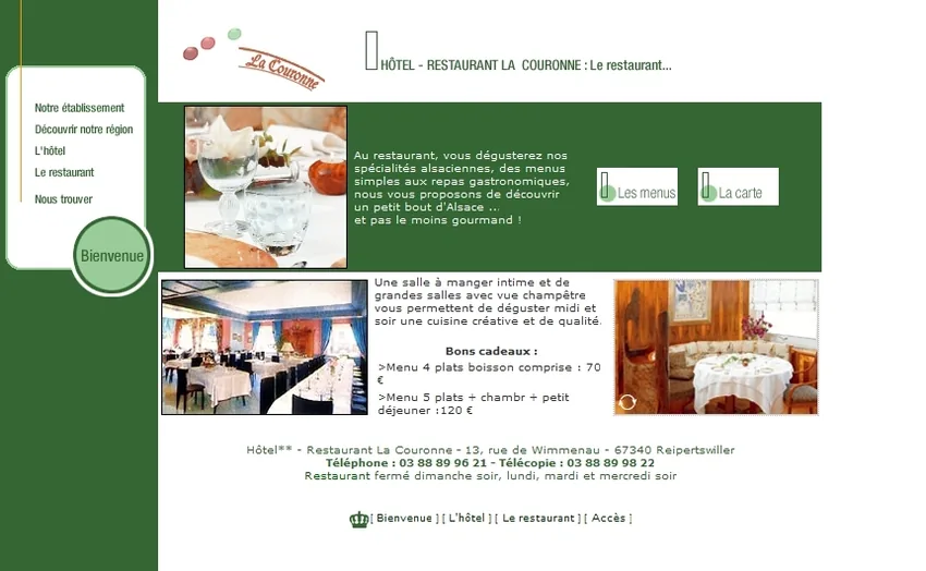 RESTAURANT LA COURONNE à Reipertswiller, Bas-Rhin (67)